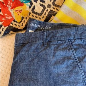 Gap “broken in” straight chambray pants.